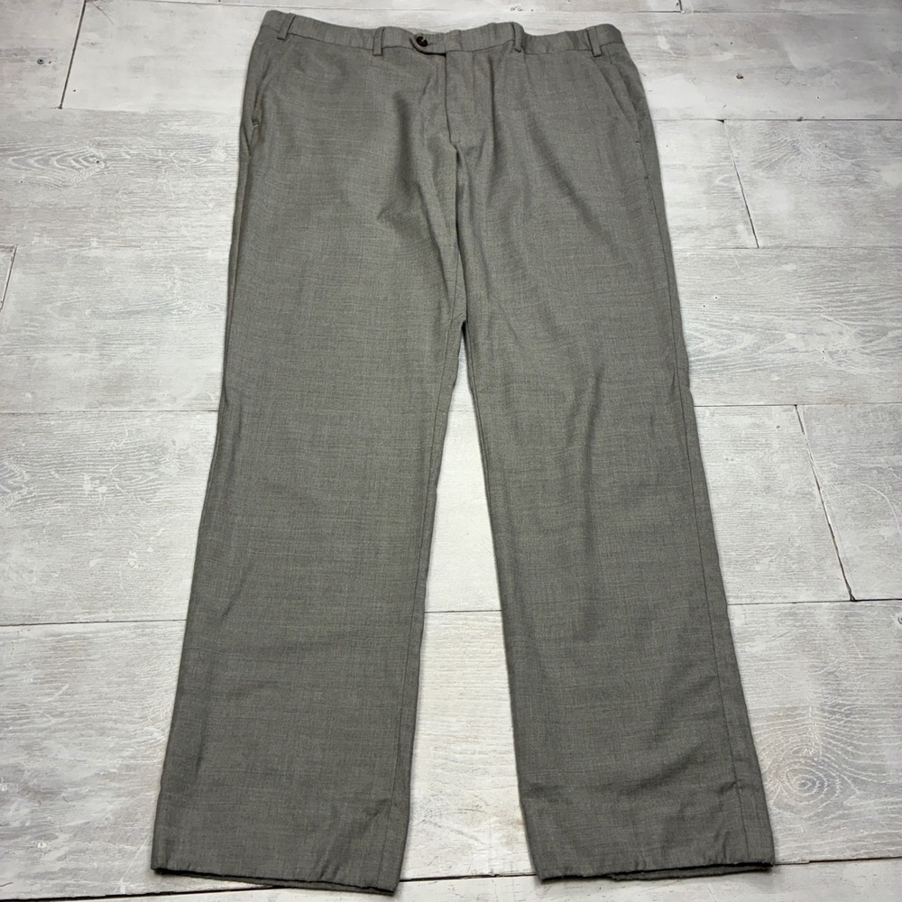Peter Millar Collection Dress Pants Mens 40 Grey 100% Wool Flat Front MS19RT15